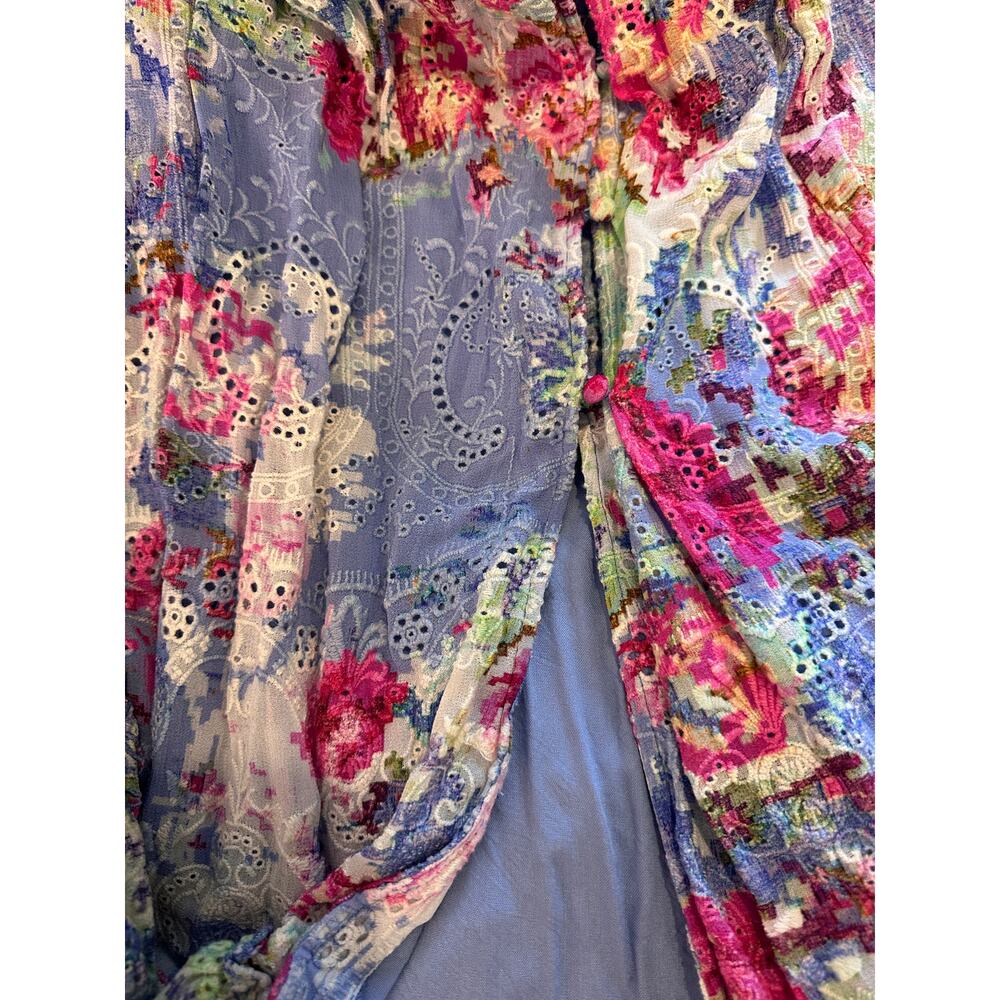 Hemant & Nandita Floral & Eyelet Off-The-Shoulder Maxi Dress SMALL - Picture 11 of 11